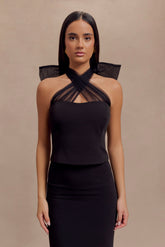 Maryam Tulle Bow Top - Black